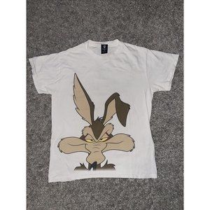 Vintage Wile E Coyote Warner Brothers “No Tailgating” AOP Shirt Size Medium
